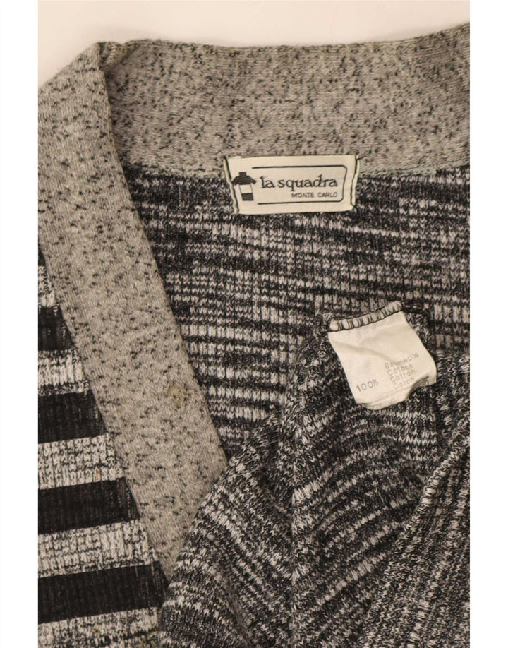La Squadra Herren-Cardigan, groß, grau gestreift, Baumwolle