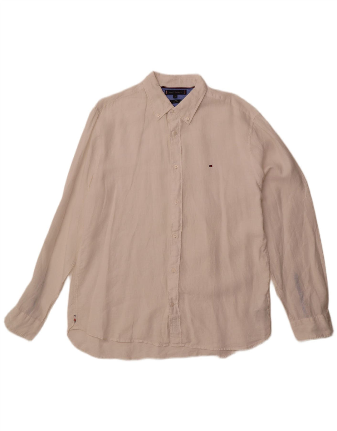 Tommy Hilfiger Herren-Hemd mit normaler Passform, XL, weißes Leinen