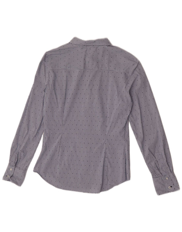 Zara Damen-Hemd UK 12 Mittelblauer Nadelstreifen