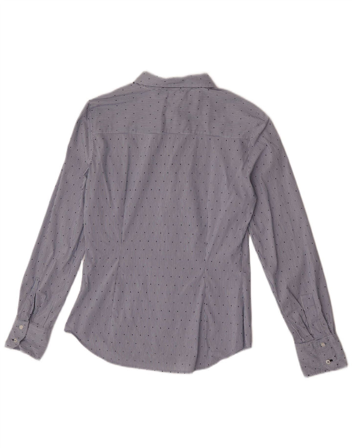 Zara Damen-Hemd UK 12 Mittelblauer Nadelstreifen