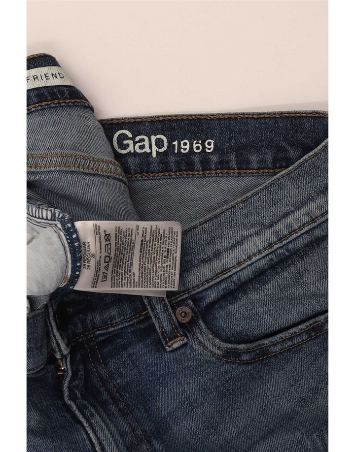 Gap Damen Girlfriend Distressed Slim Jeans W28 L26 Blaue Baumwolle