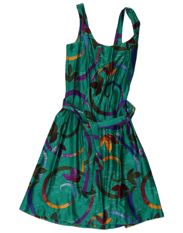 Vintage Damen Ärmelloses A-Linien-Kleid UK 10 Small Grün