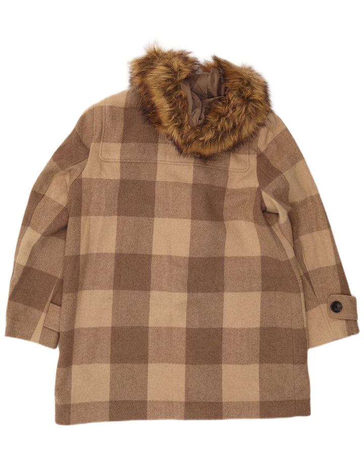 MARKS & SPENCER Damen-Dufflecoat mit Kapuze, UK 16, groß, braun kariert