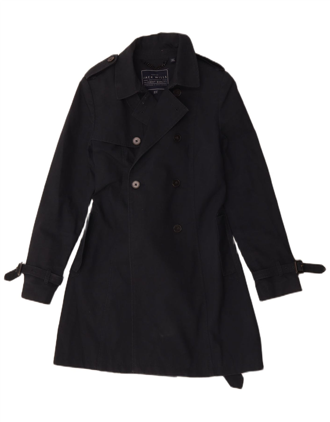 Jack Wills Damen Trenchcoat UK 12 Mittelblaue Baumwolle