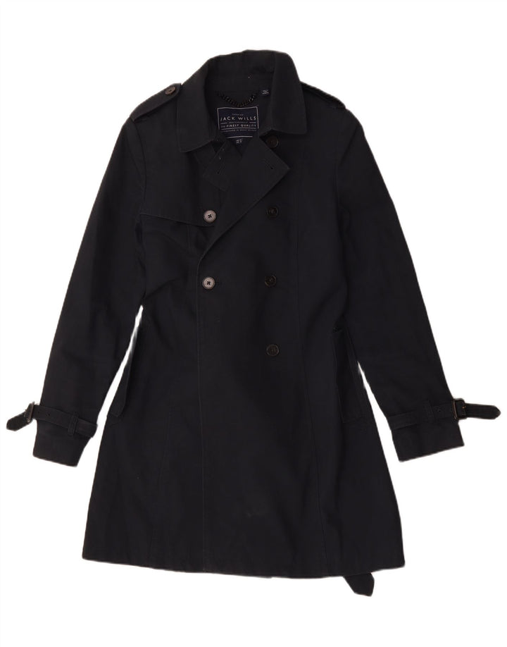 Jack Wills Damen Trenchcoat UK 12 Mittelblaue Baumwolle