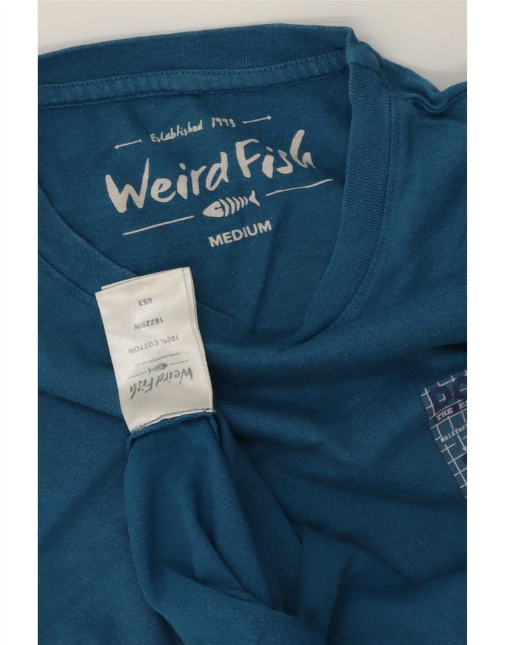 Weird Fish Herren-T-Shirt mit Grafik, mittelblaue Baumwolle
