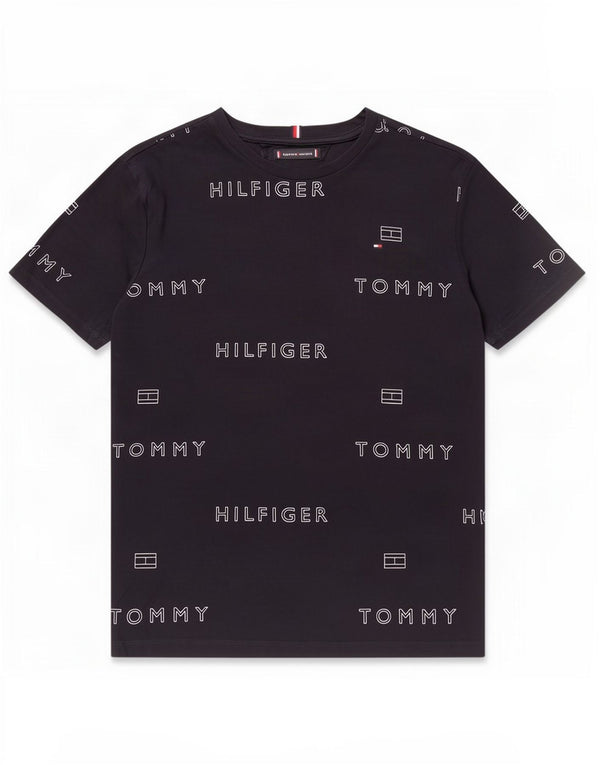 Tommy Hilfiger Grafik-T-Shirt für Jungen, 15–16 Jahre, marineblaue Baumwolle