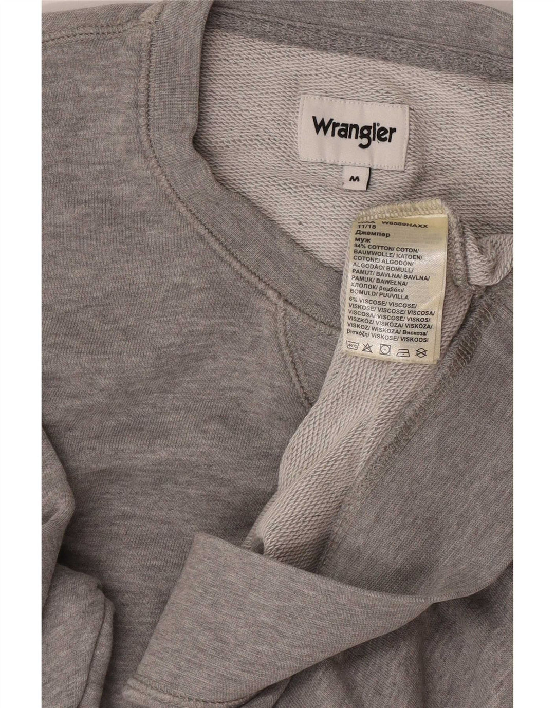 Wrangler Herren-Sweatshirt-Pullover aus mittelgrau gesprenkelter Baumwolle