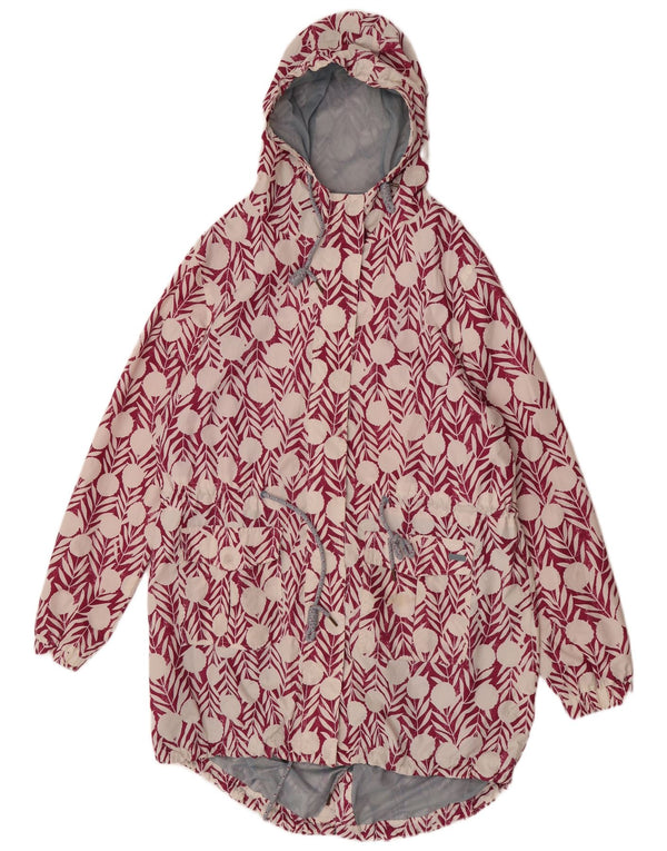 Weird Fish Womens Hooded Oversized Raincoat UK 18 XL Burgundy Floral