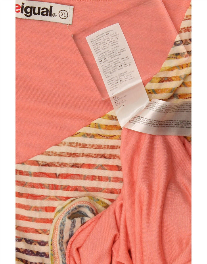 DESIGUAL Damen Etuikleid UK 18 XL Mehrfarbig gestreifte Baumwolle