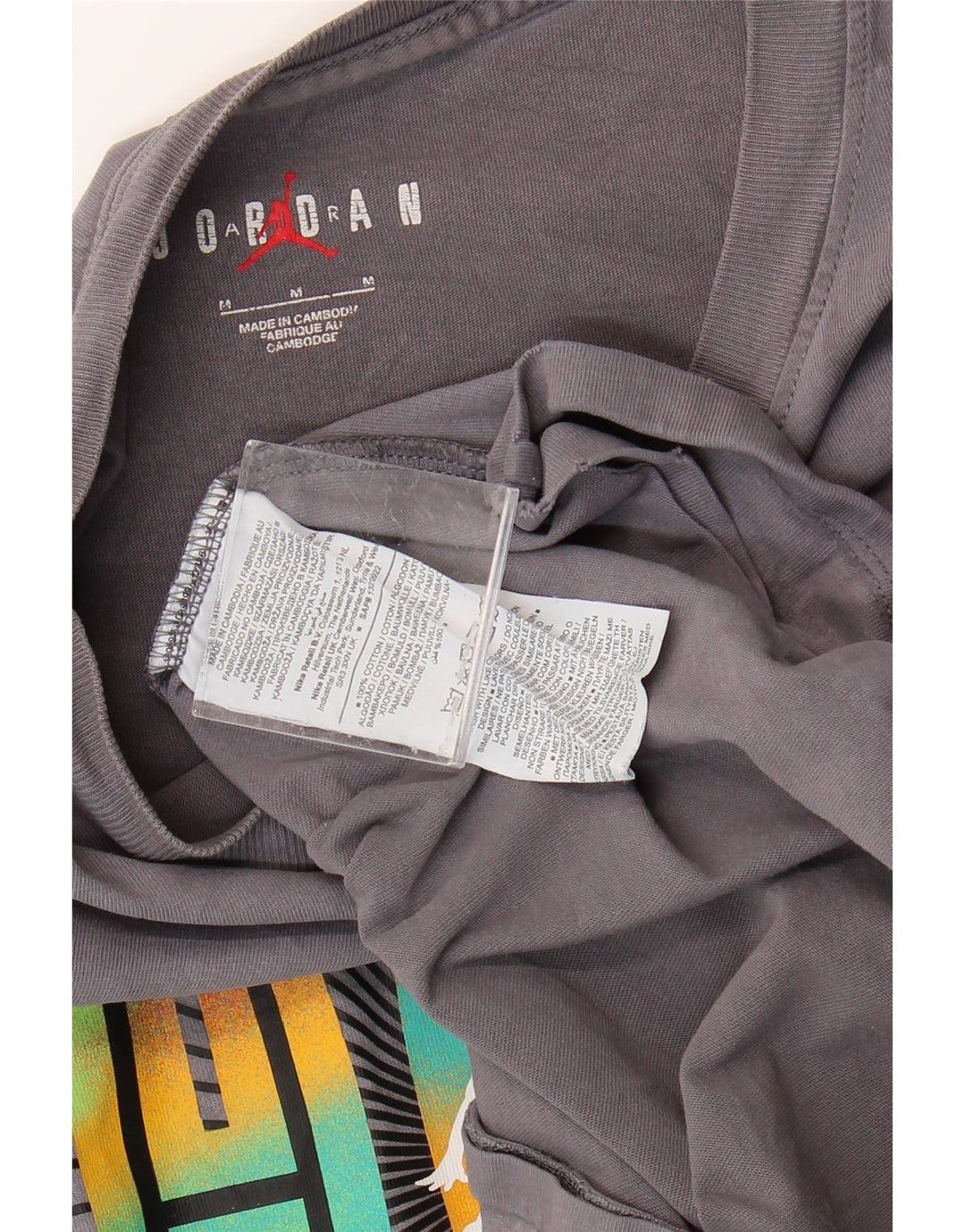 JORDAN Womens Graphic T-Shirt Top UK 12 Medium Grey Cotton