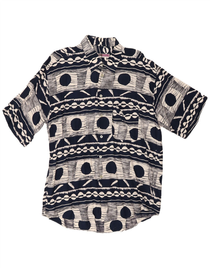 Big Match Herren Kurzarmhemd XL Marineblau Geometrisch