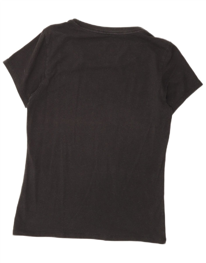 Calvin Klein Damen T-Shirt Top UK 12 Medium Schwarz Baumwolle