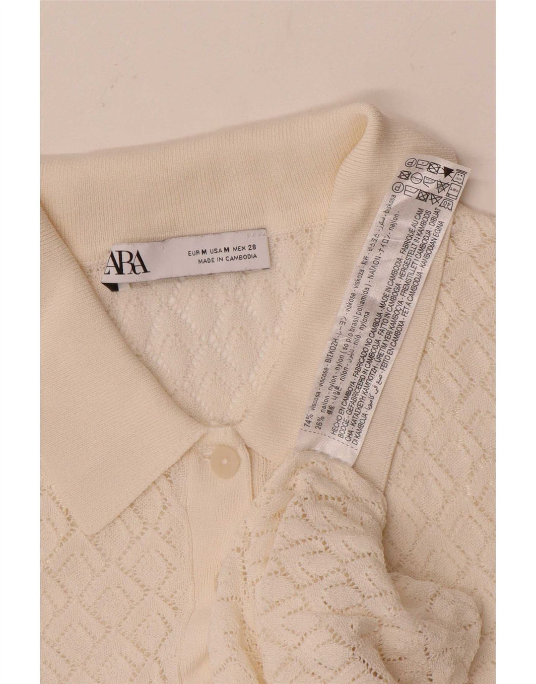 Zara Damen-Pullover mit Rollkragen, UK 12, mittelweiße Viskose