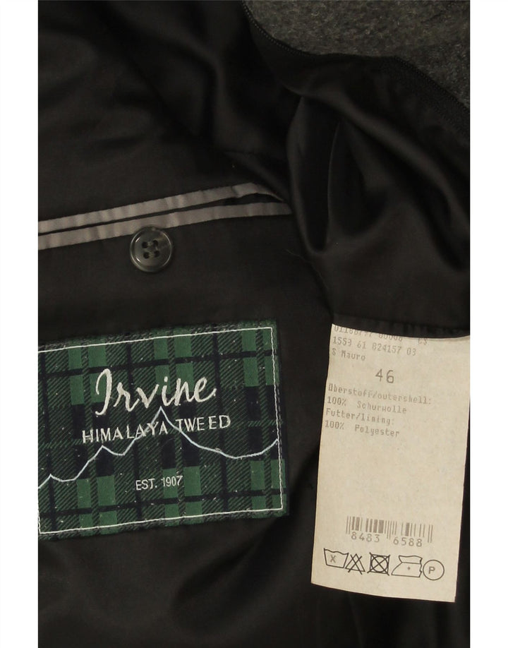 Vintage Herren 2 Knopf Blazer Jacke IT 46 Kleine graue Wolle