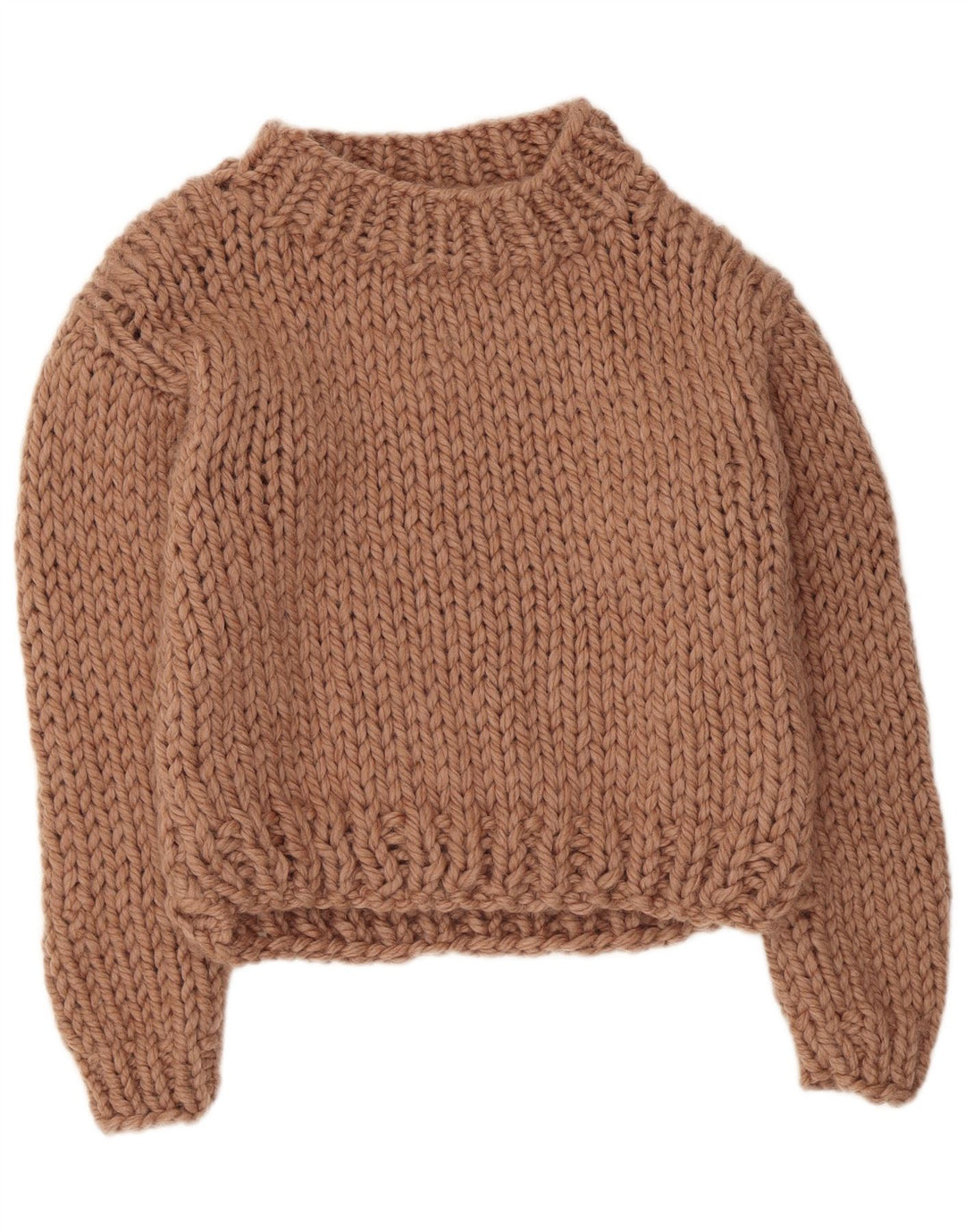 Vintage Damen Crop Rollkragenpullover Pullover UK 14 Medium Beige