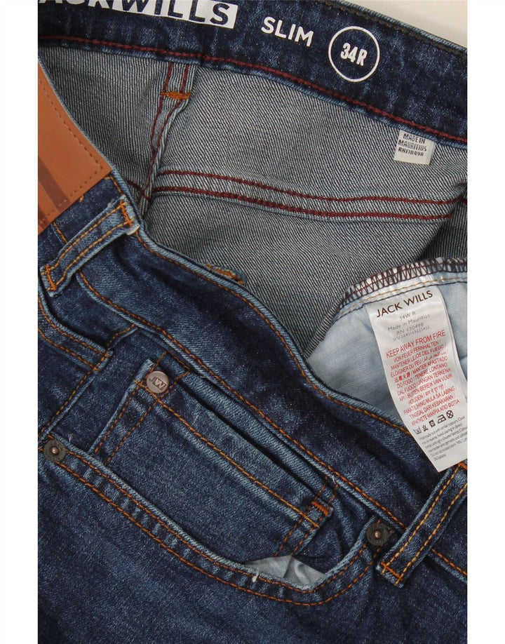 Jack Wills Herren Slim Jeans W34 L31 Marineblaue Baumwolle