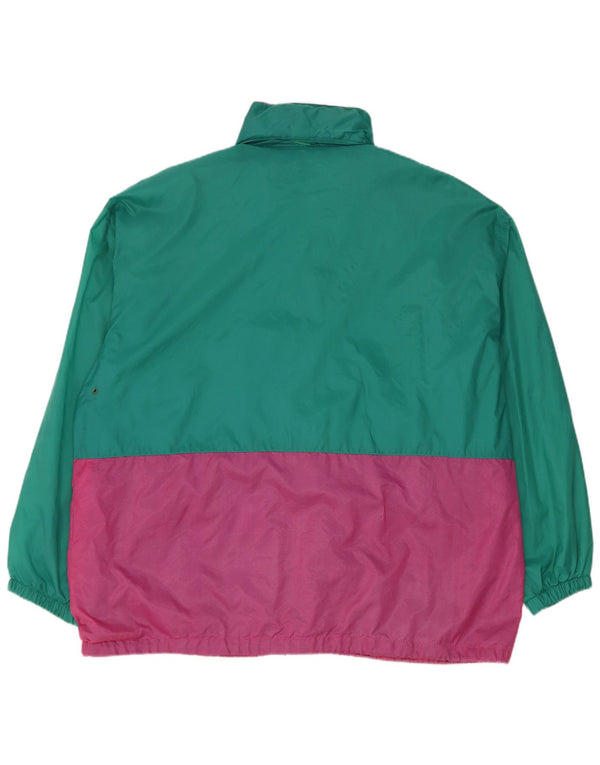 Vintage Mens Hooded Tracksuit Top Jacket XL Green Colourblock