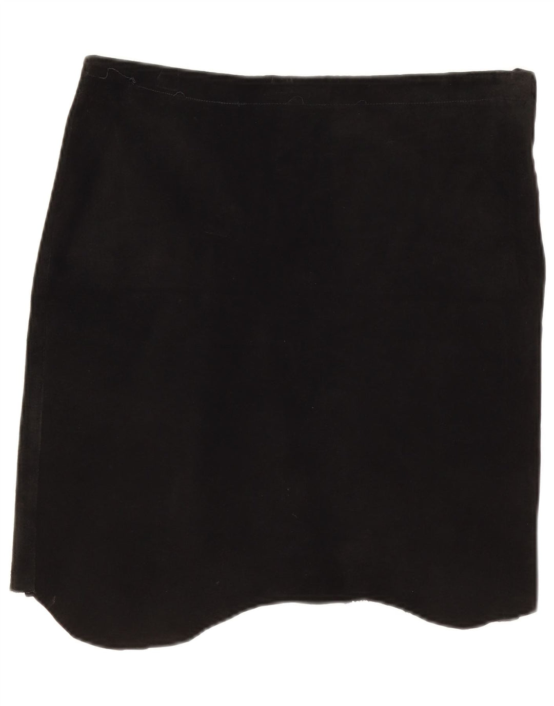 Vintage Damen Wildleder Asymmetrischer Rock W32 Groß Schwarz