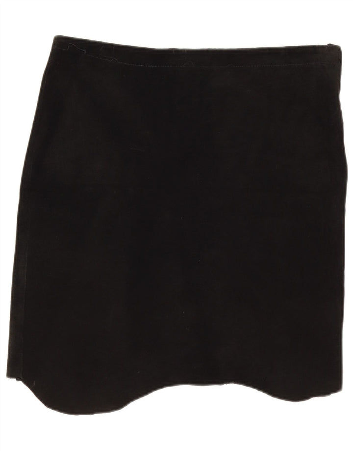Vintage Damen Wildleder Asymmetrischer Rock W32 Groß Schwarz