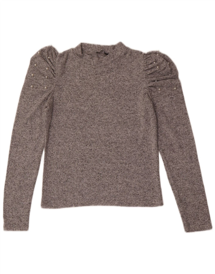 Zara Damen Top Langarm UK 12 Mittelgrau