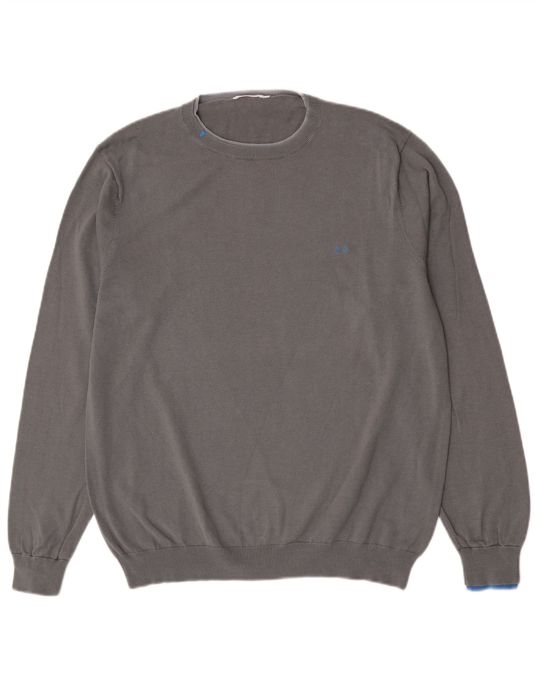 Sun68 Herren-Pullover mit Rundhalsausschnitt, groß, graue Baumwolle