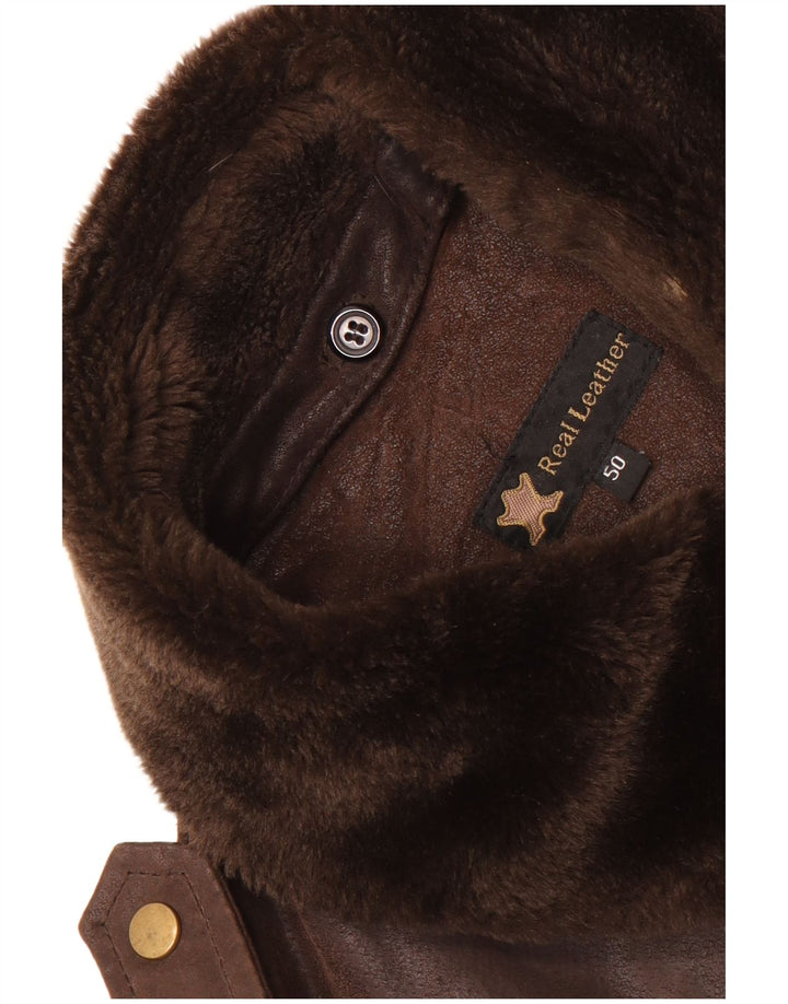 Vintage Herren Leder Fliegerjacke IT 50 Großes braunes Leder