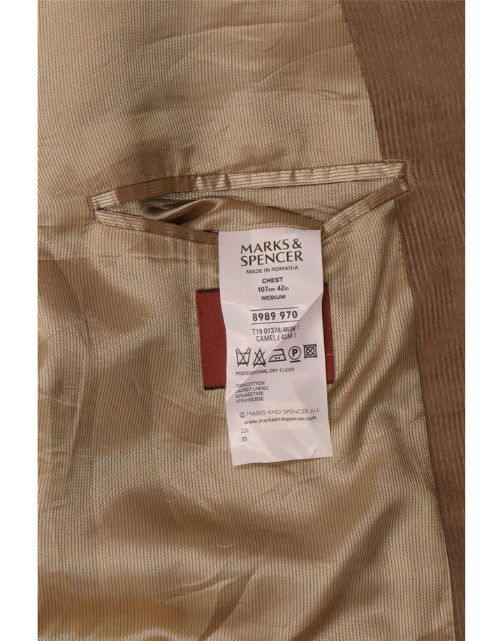 Marks & Spencer Herren-Blazer aus Cord mit 3 Knöpfen, Gr. 42, Größe L, Beige