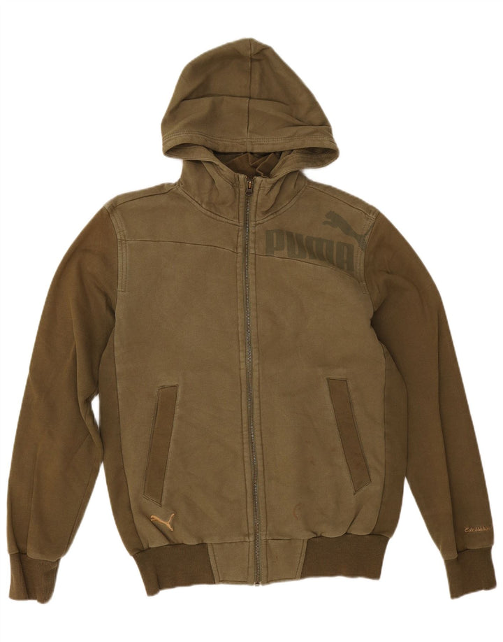 Puma Herren Kapuzenpullover mit grafischem Reißverschluss, klein, Khaki, Baumwolle