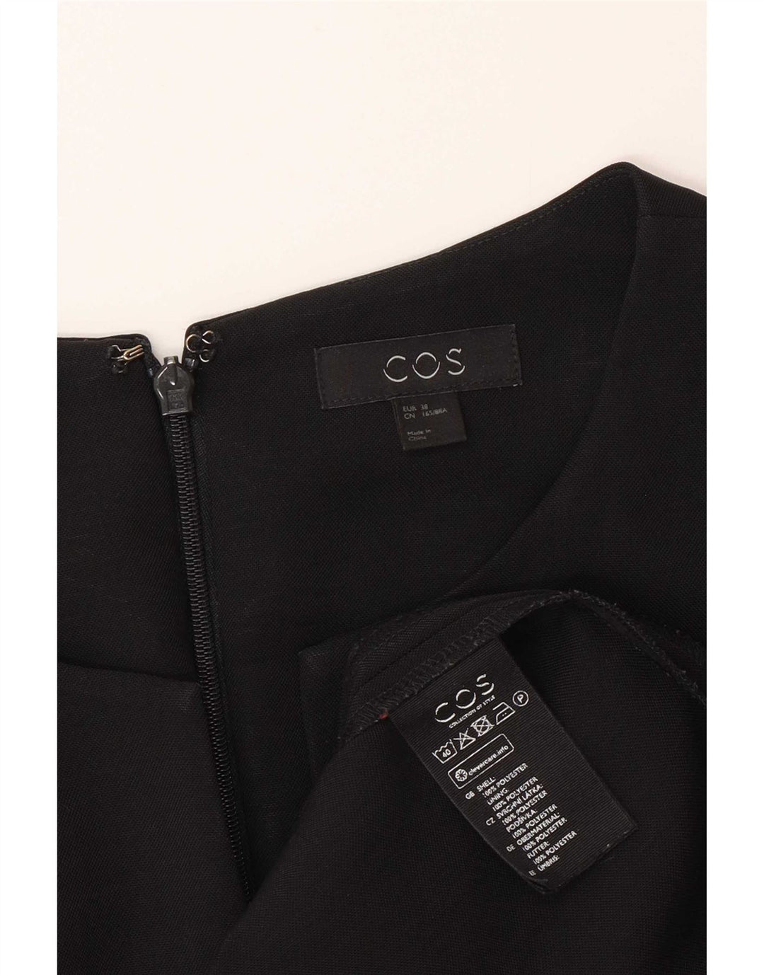 Cos Damen Etuikleid mit 3/4-Ärmeln, EU 38, Mittelschwarz, Polyester