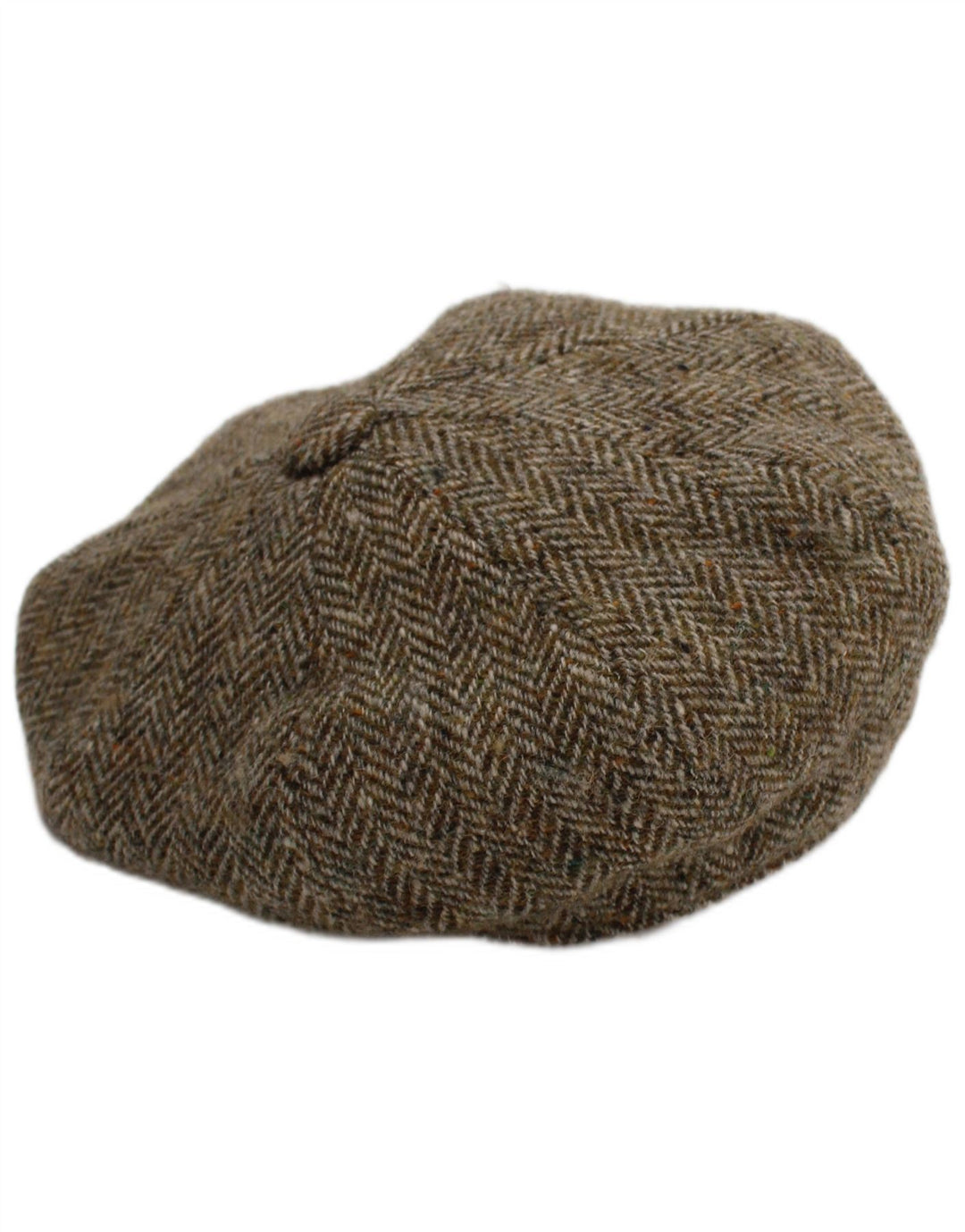Harris Tweed Herren-Schiebermütze, klein, Grau, Fischgrätenmuster, Schurwolle, klassisch