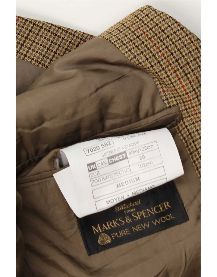 Marks & Spencer Herren-Blazer mit 2 Knöpfen, UK 40, Mittelbeige mit Hahnentrittmuster