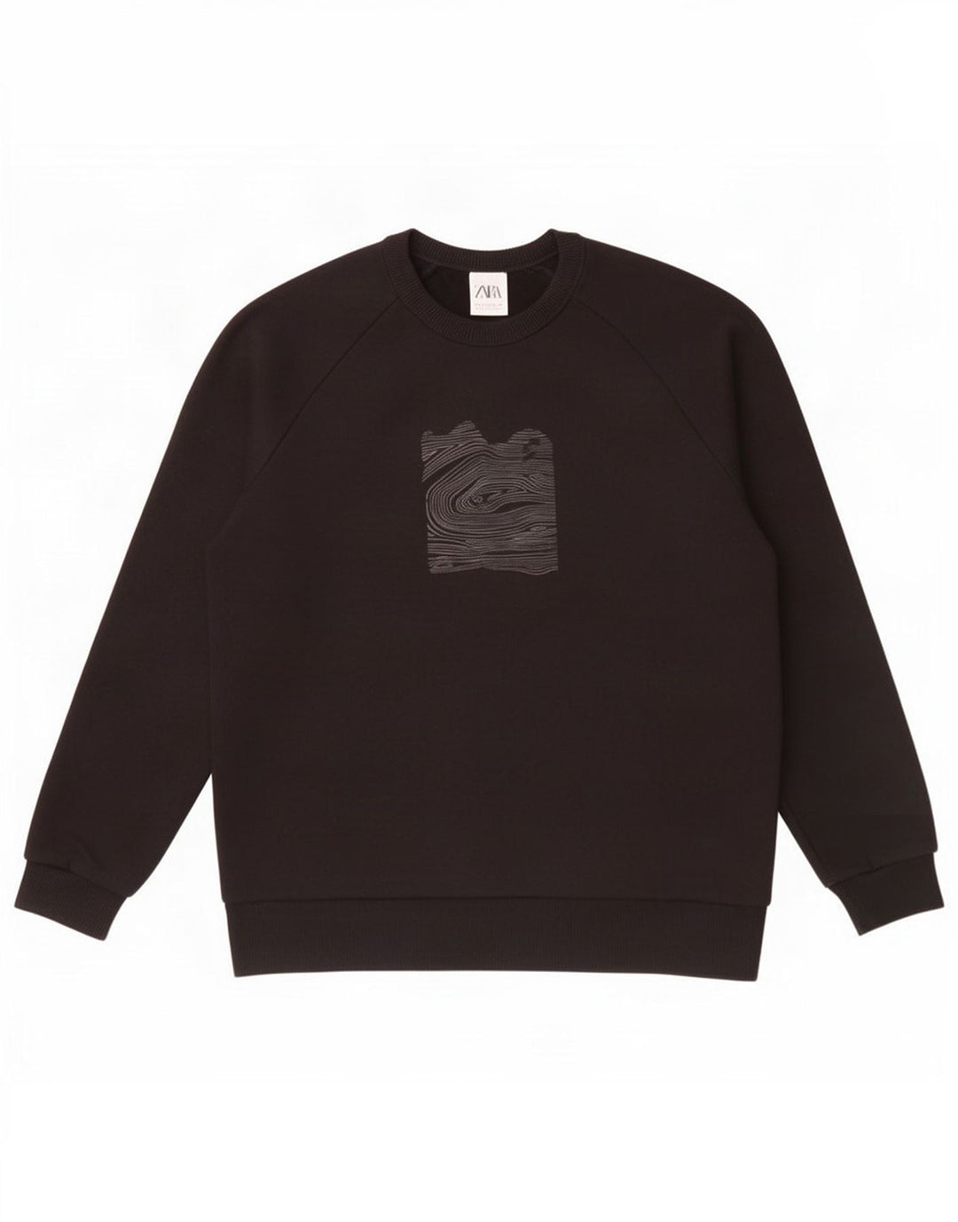 Zara Herren Grafik-Sweatshirt-Pullover aus mittelschwarzer Baumwolle