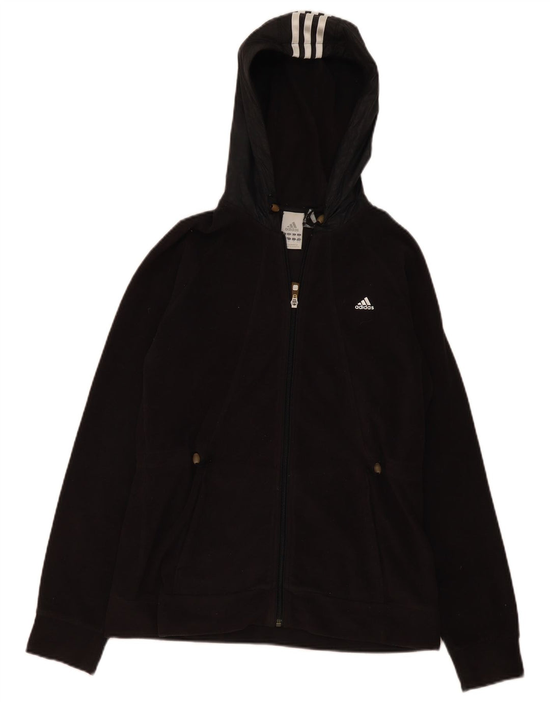 Adidas Damen Kapuzen-Fleecejacke UK 14 Mittelschwarzes Polyester