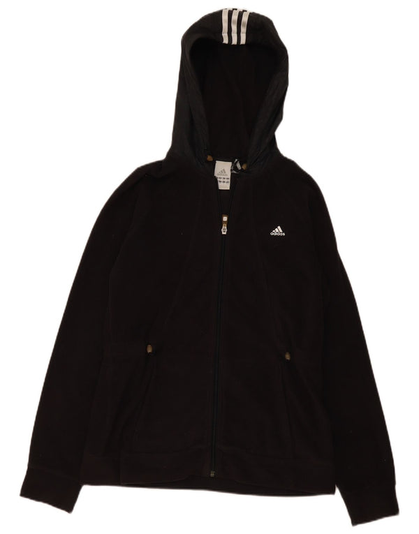 Adidas Damen Kapuzen-Fleecejacke UK 14 Mittelschwarzes Polyester