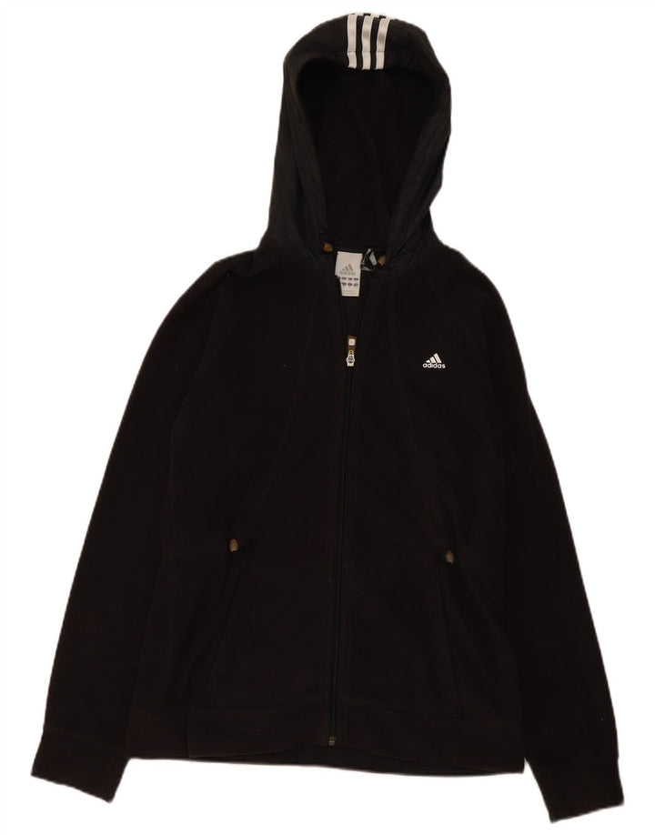Adidas Damen Kapuzen-Fleecejacke UK 14 Mittelschwarzes Polyester