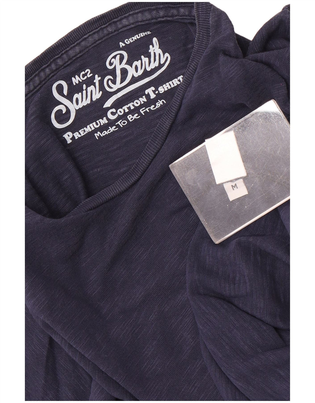 MC2 SAINT BARTH Herren-T-Shirt-Oberteil aus mittelblauer, melierter Baumwolle