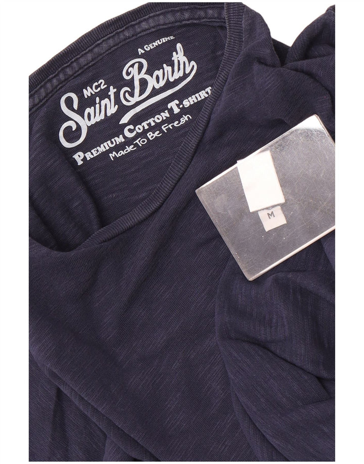 MC2 SAINT BARTH Herren-T-Shirt-Oberteil aus mittelblauer, melierter Baumwolle