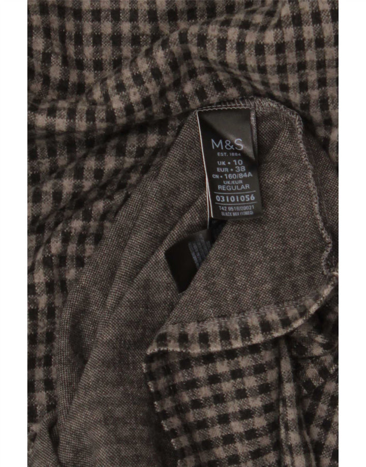 Marks & Spencer Womens 3/4 Sleeve Shift Dress UK 10 Small Grey Gingham