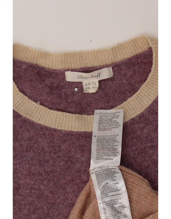 White Stuff Damen-Pullover mit Rundhalsausschnitt, UK 12, Mittelviolett, Farbblock
