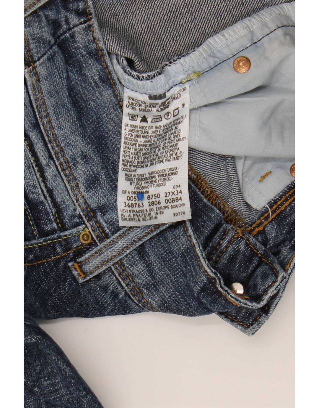 Levi's Damen 571 Slim Jeans W27 L34 Blaue Baumwolle