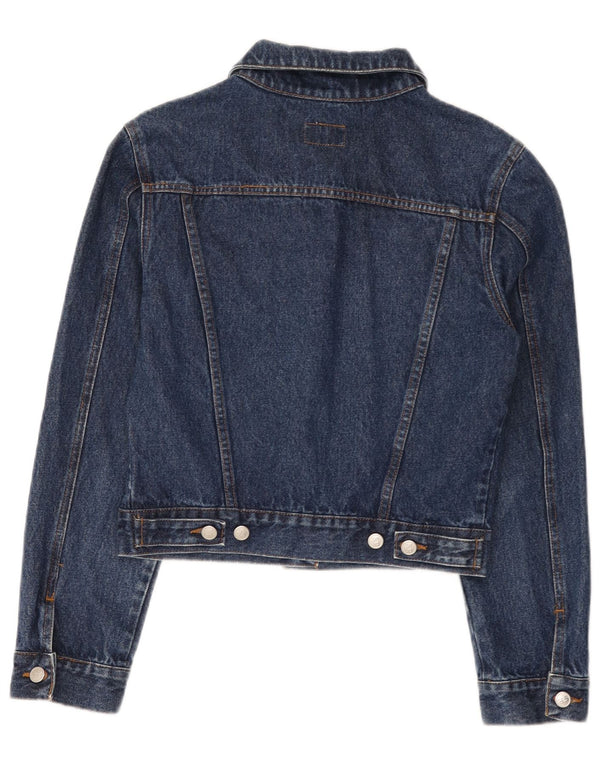 Vintage Damen Crop Jeansjacke UK 14 Mittelblaue Baumwolle