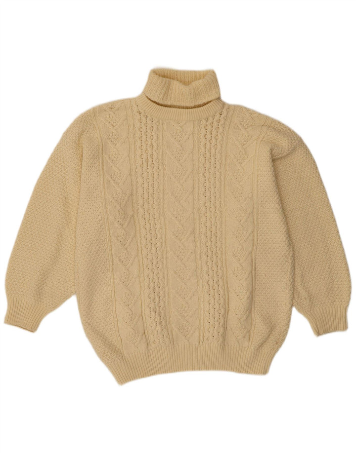 VINTAGE Rollkragenpullover für Damen UK 18 XL aus weißer Wolle