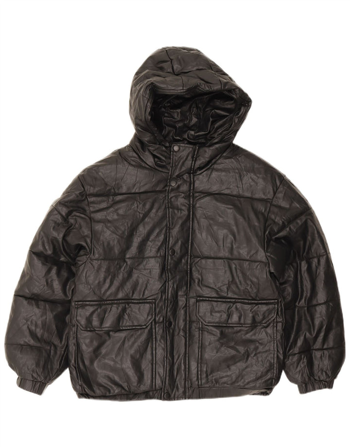 Wattierte Jacke mit Kapuze von Zara für Jungen, 11–12 Jahre, schwarzes Polyester