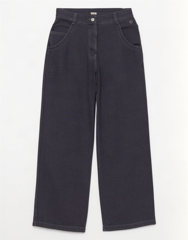 Onyx Damen-Freizeithose mit hoher Taille und weitem Bein, UK 2 2XS W28 L32, Marineblau