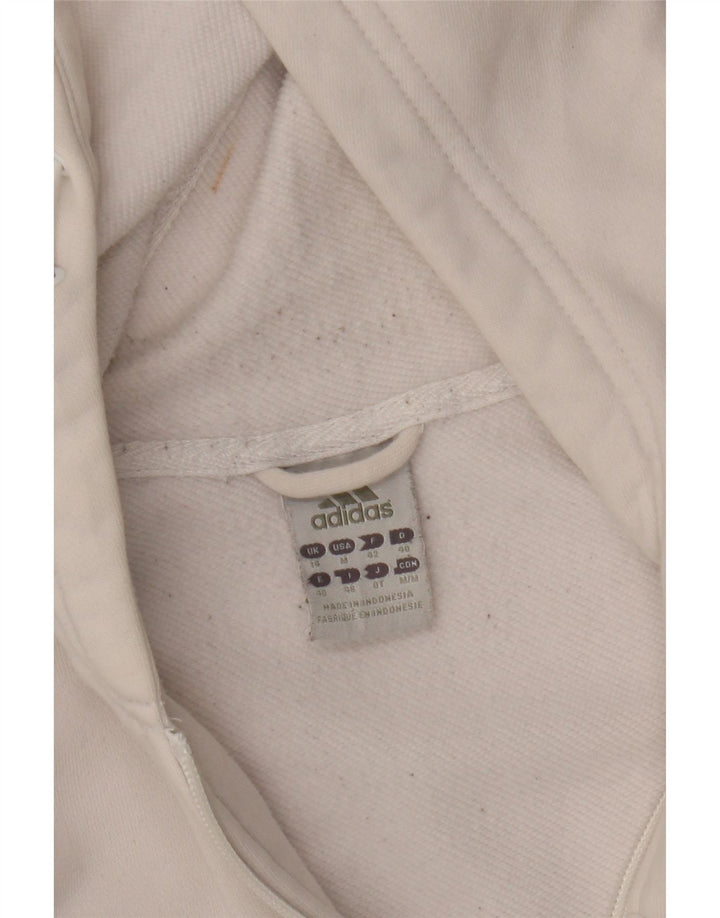 Adidas Damen Crop Zip Hoodie Pullover UK 14 Medium Off White
