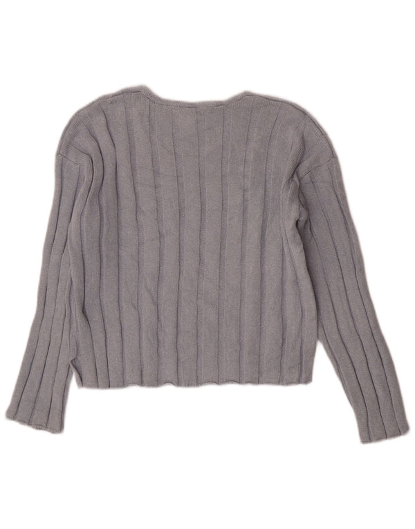 Zara Mädchen Crop Pullover mit V-Ausschnitt, 13–14 Jahre, blaue Baumwolle