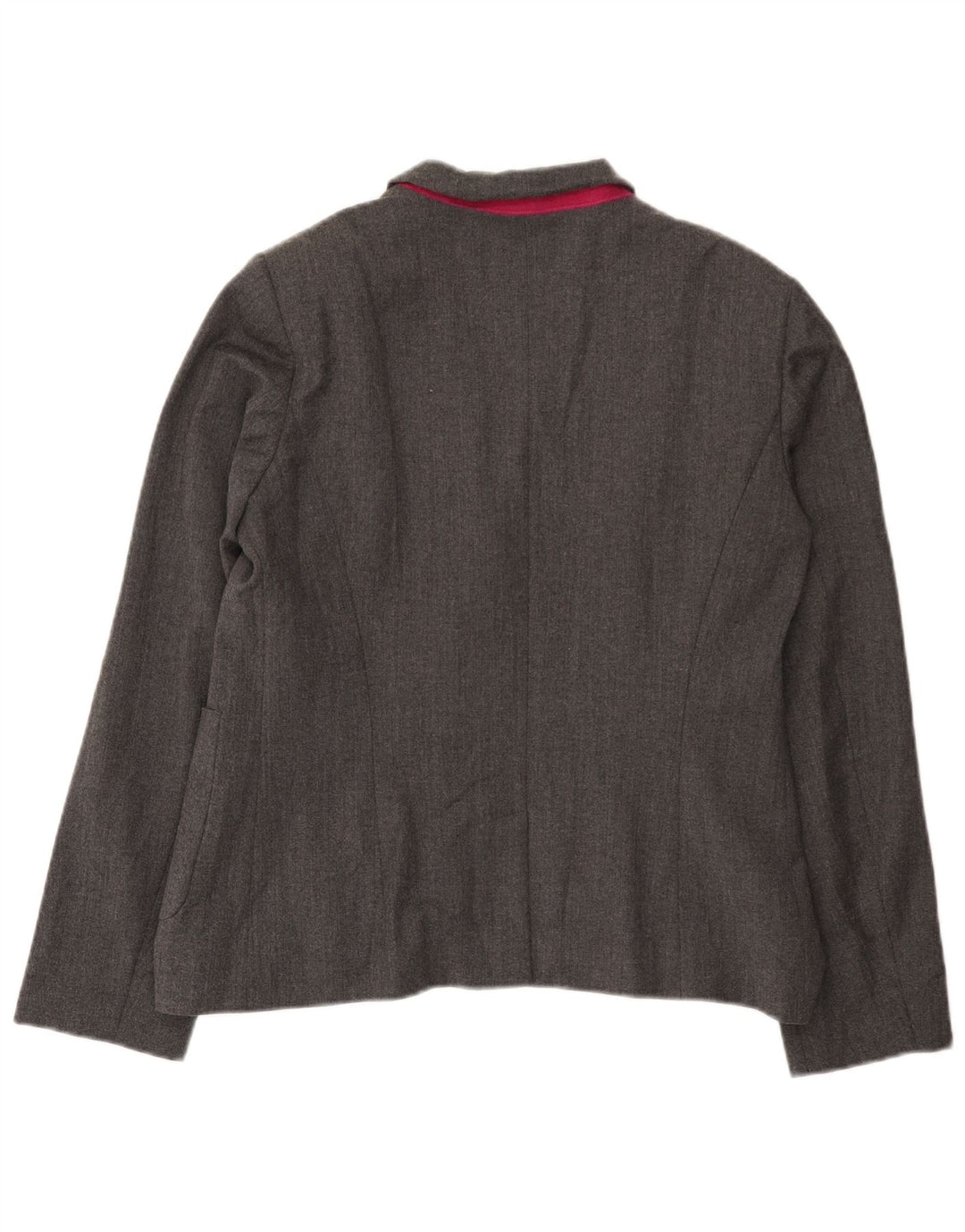 Benetton Damen-Blazerjacke mit 2 Knöpfen, UK 16, große graue Wolle