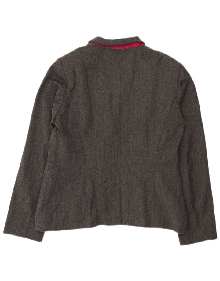 Benetton Damen-Blazerjacke mit 2 Knöpfen, UK 16, große graue Wolle