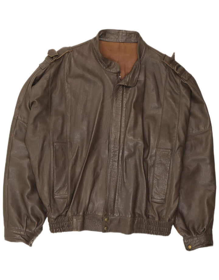 Vintage Herren Lederjacke IT 52 XL Braunes Leder